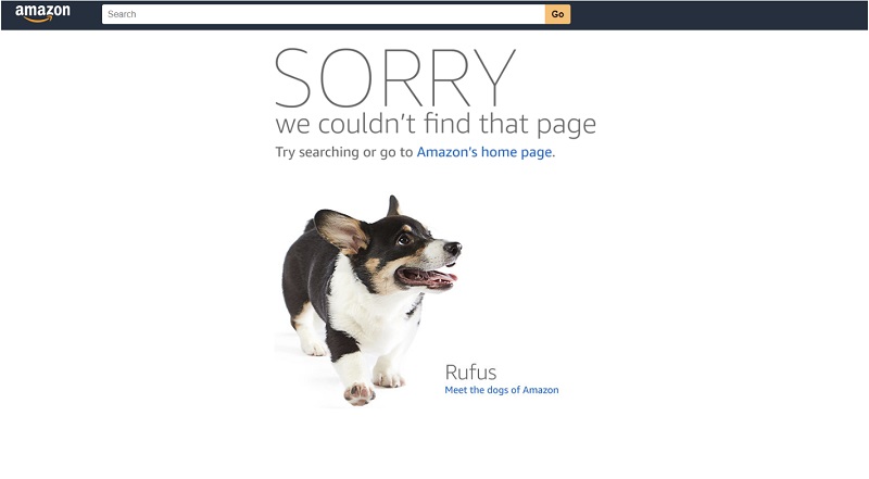 Trang lỗi 404 của trang web Amazon