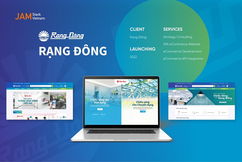 Giao diện website của thương hiệu Rạng Đông trên nền tảng kiến trúc web Jamstack