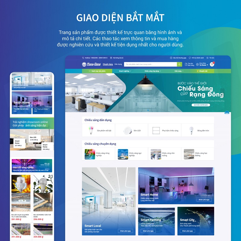 JAMstack Vietnam cung cấp dịch vụ thiết kế website cho Rạng Đông Store với giao diện hiện đại bắt mắt