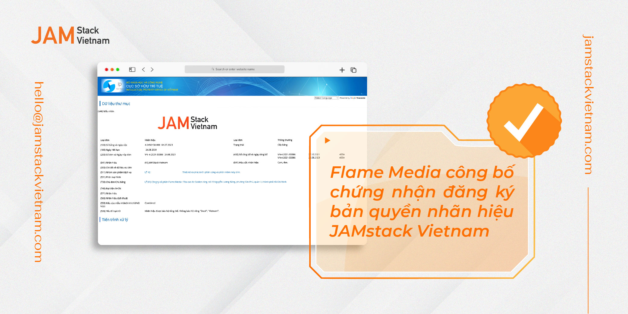 Flame Media công bố chứng nhận đăng ký bản quyền nhãn hiệu JAMstack Vietnam